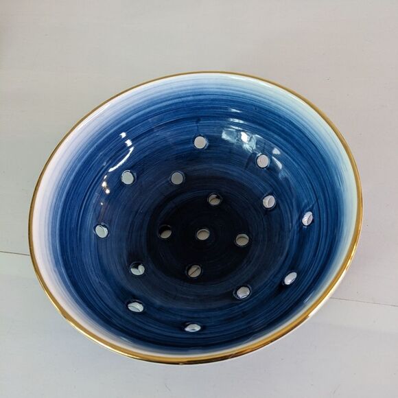 Anthropologie Mimira Colander Bowl Gold Rimmed  By Suite One Studio NWOT - Picture 1 of 5